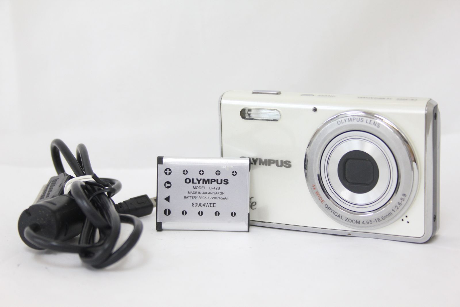 返品保証】 オリンパス Olympus FE-4000 ホワイト 4x バッテリー付き 