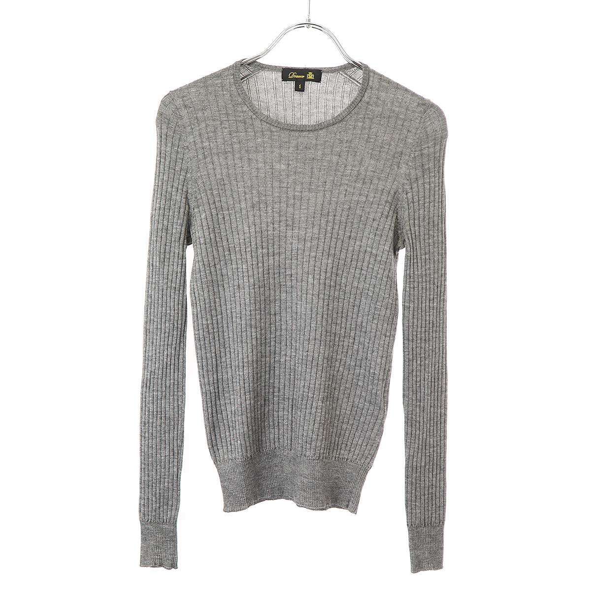 Drawer ドゥロワー 18G カシミヤシルクリブクルーネックニット 6513