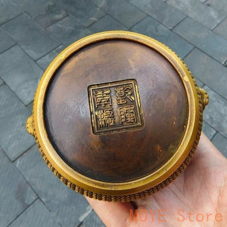 銅 香炉 編み獅耳平底炉 香道具 工芸品 置物 - メルカリ