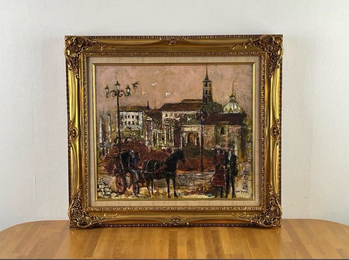 吉田正夫 「羅馬(ローマ)回想」油彩 風景画 F10号 豪華額装