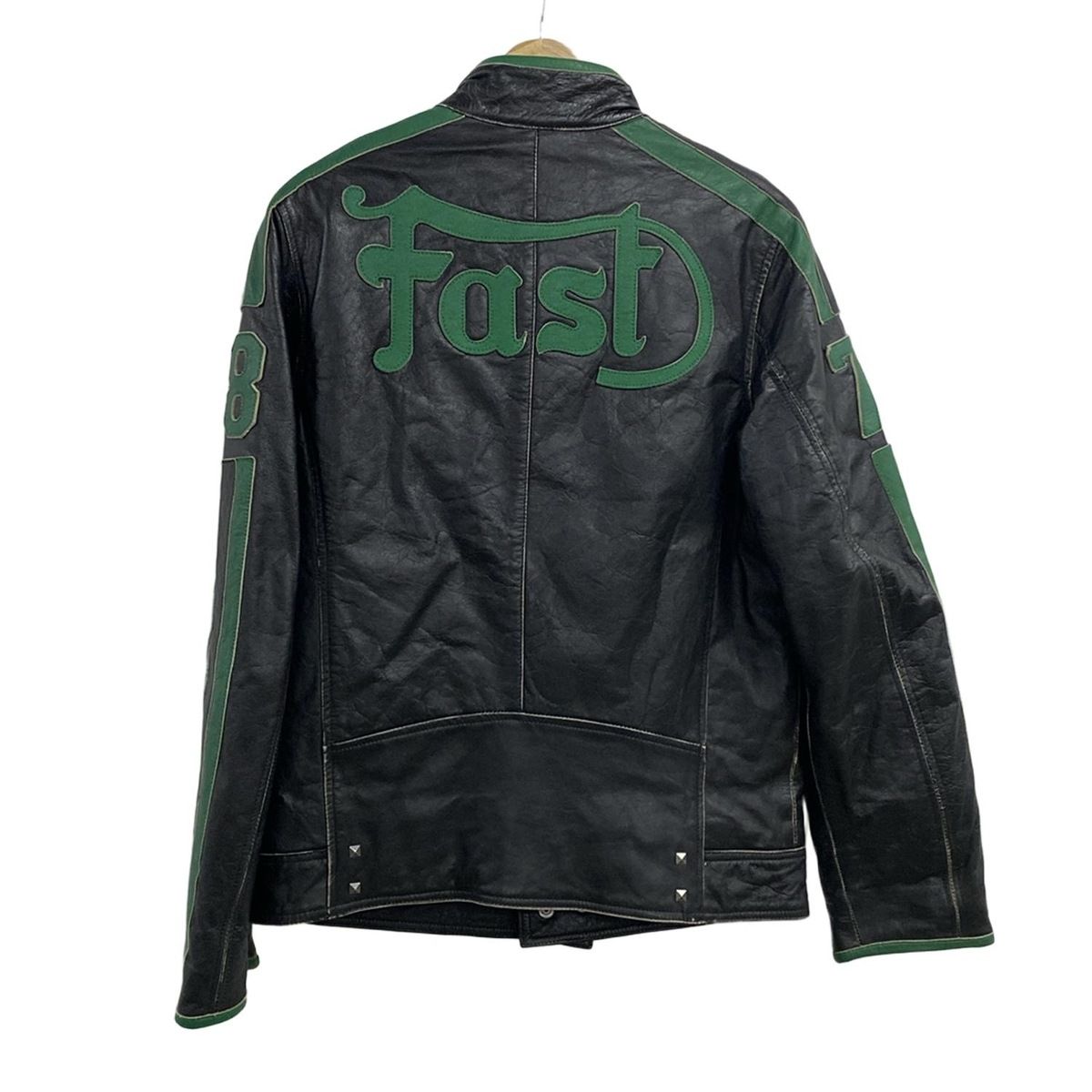 DIESEL(ディーゼル) ライダースジャケット サイズXXL - 黒×グリーン 