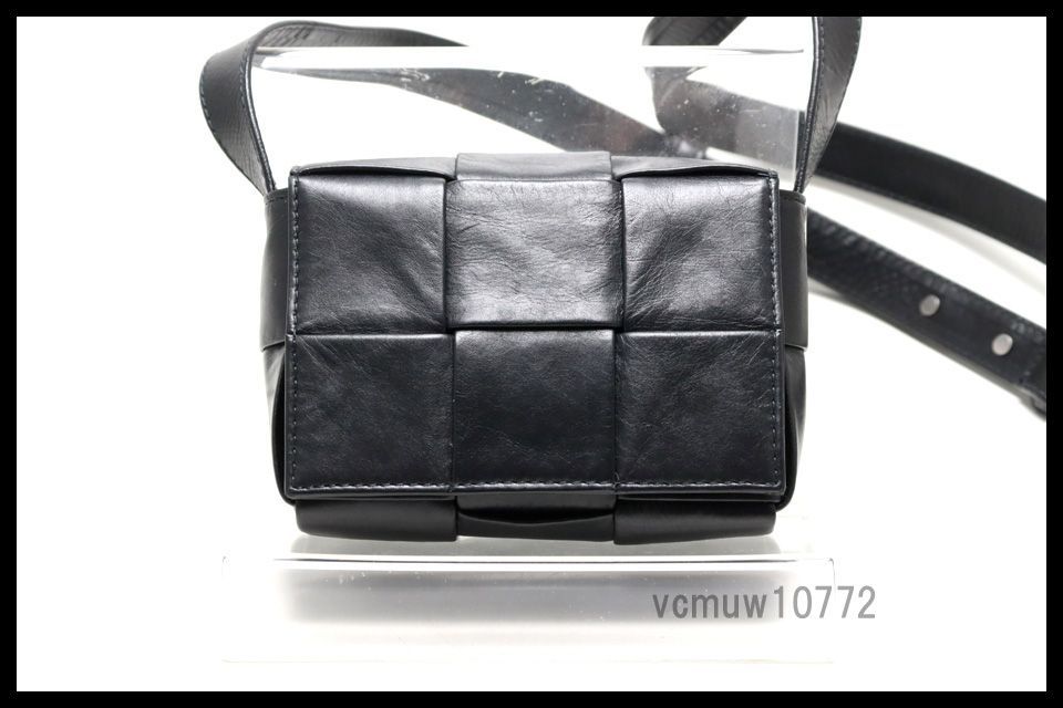 美品】ICチップ内蔵BOTTEGA VENETA カセット グレーショルダー