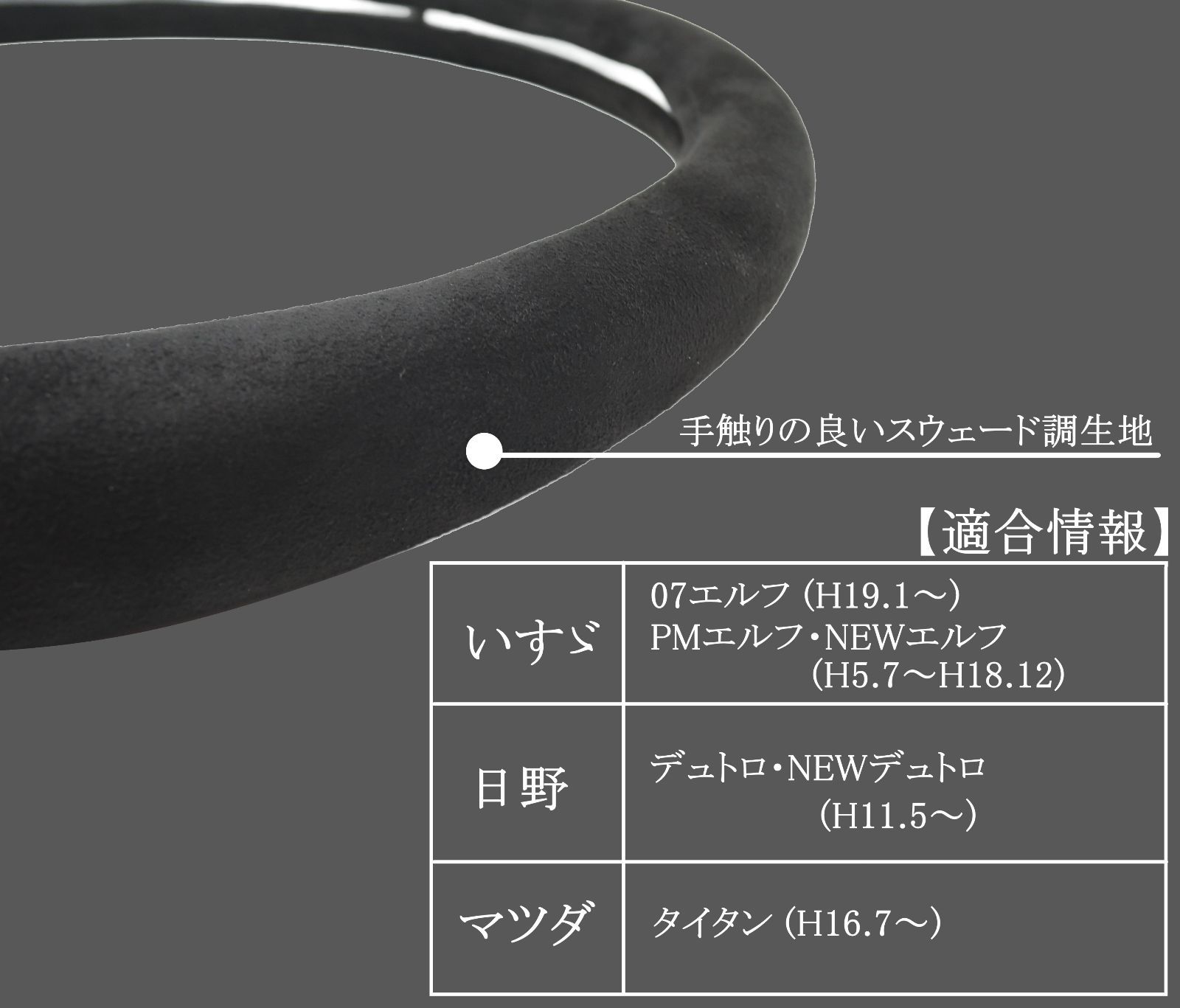 スピード発送 トラック用 丸型 ハンドルカバー 外径41cm スウェード調 07エルフ PMエルフ NEWエルフ デュトロ NEWデュトロ タイタン シンプル シック ステアリングカバー 汚れ防止 擦れ防止 積載車 スエード ドレスアップ 積車 【丸型／41】