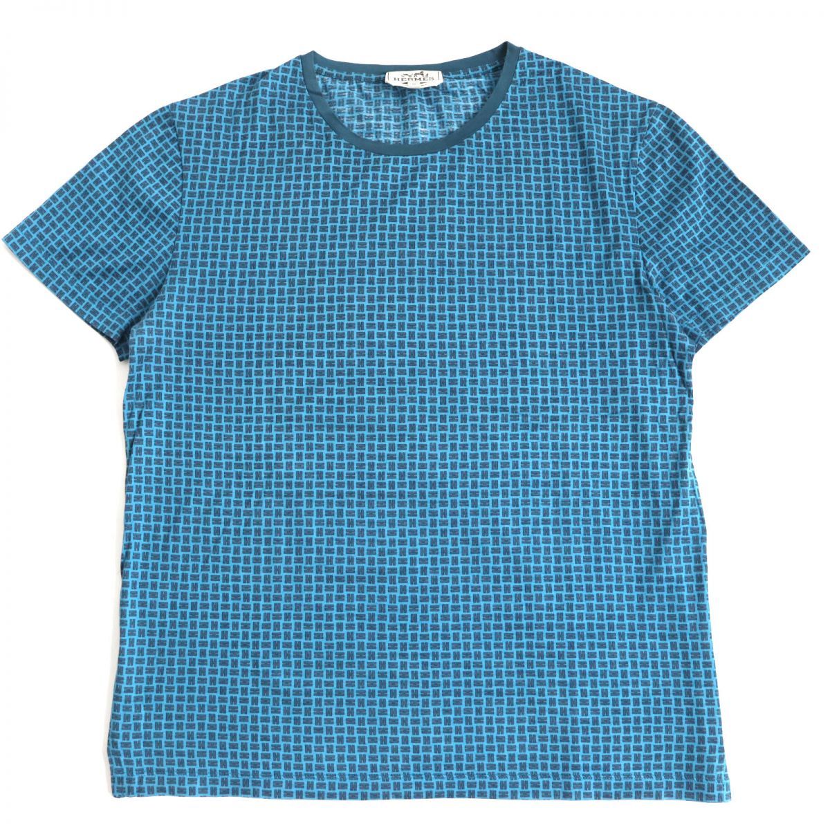 美品◇HERMES エルメス H総柄デザイン コットン100％ クルーネック 