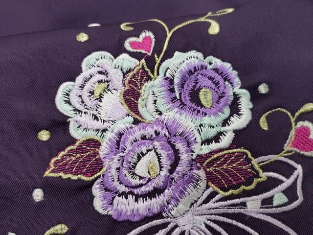 平和屋着物○女性 行灯袴 総刺繍 花唐草文 桑の実色 卒業式 洗える着物