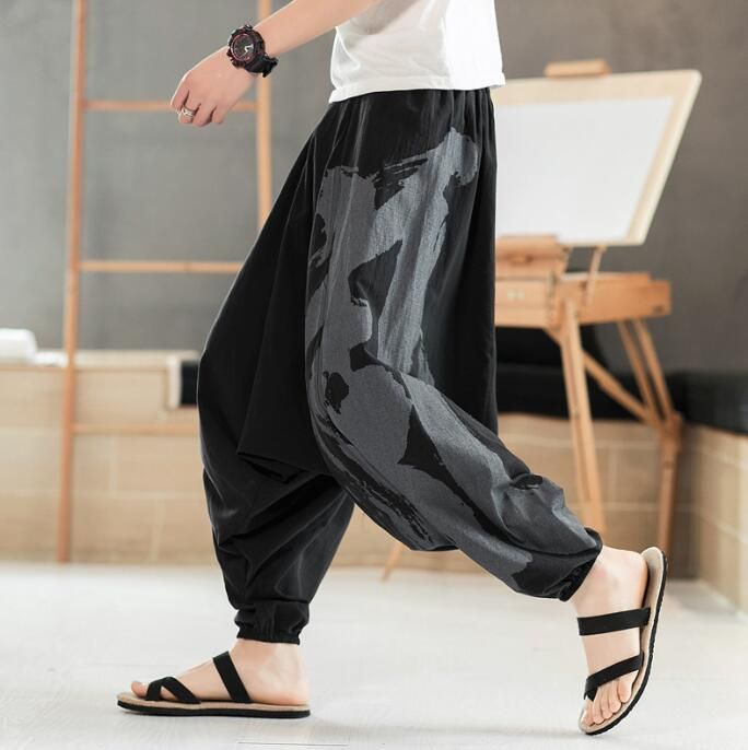 アラジンパンツ サルエルパンツ ワイドパンツ ガウチョパンツ メンズ 夏服 大きい オーバーサイズ リネン ズボン スウェットパンツ ユニセックス ズボン ウエストゴム 部屋着 リラックスパ