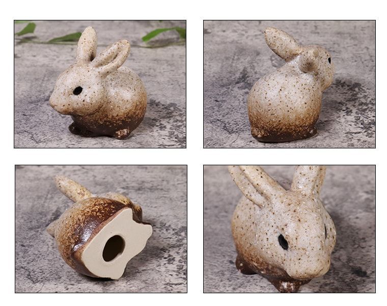 信楽焼 ペアうさぎ 置物 玄関 セット かわいい 陶器 ウサギ 兎