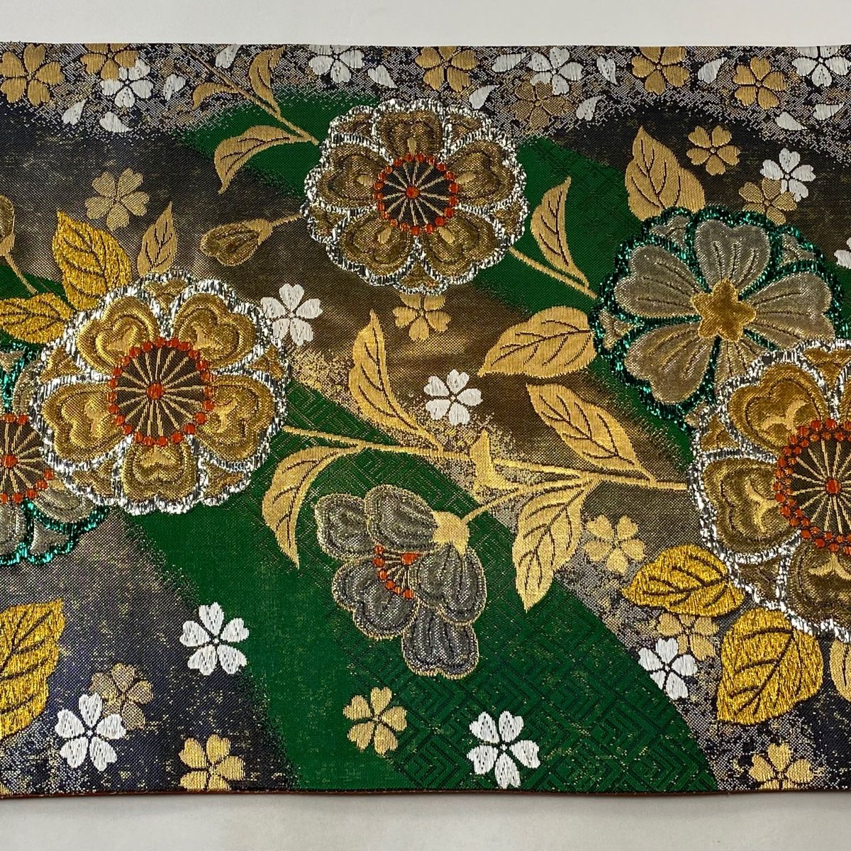 【美品】 正絹袋帯 金×深緑 竹文様 モダン上品 袋帯 美品 秀品 枝垂れ桜 金糸 箔 緑 全通 正絹 【中古】 - メルカリ