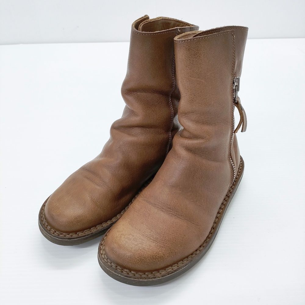 trippen ロングブーツ 茶 36 trippen DEER レザー サイドジップ サイズ36 ブーツ ブラウン
