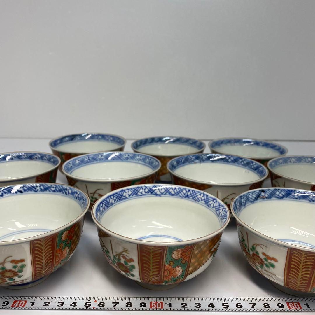 古伊万里 染錦 蓋茶碗10客 直径10.8cm 東H6-0531①タカチ - メルカリ