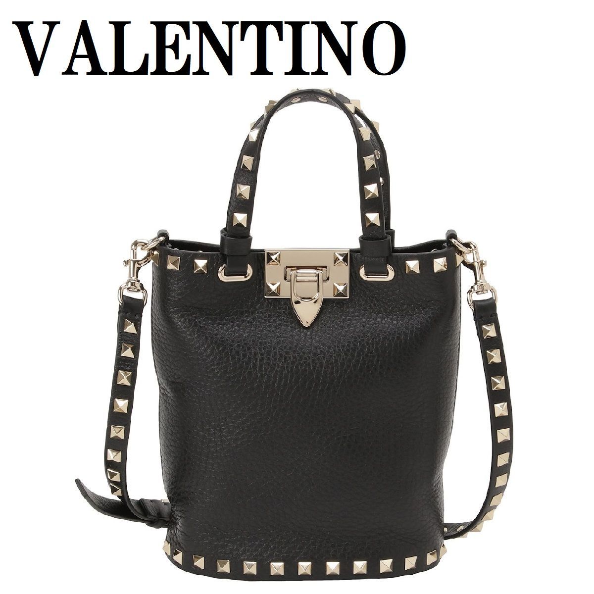 VALENTINO ヴァレンティノ 5W2P0W31 VSH 0NO ロックスタッズ ミニ トートバッグ ショルダーバッグ クロスボディバッグ  レディース ブラック - メルカリ