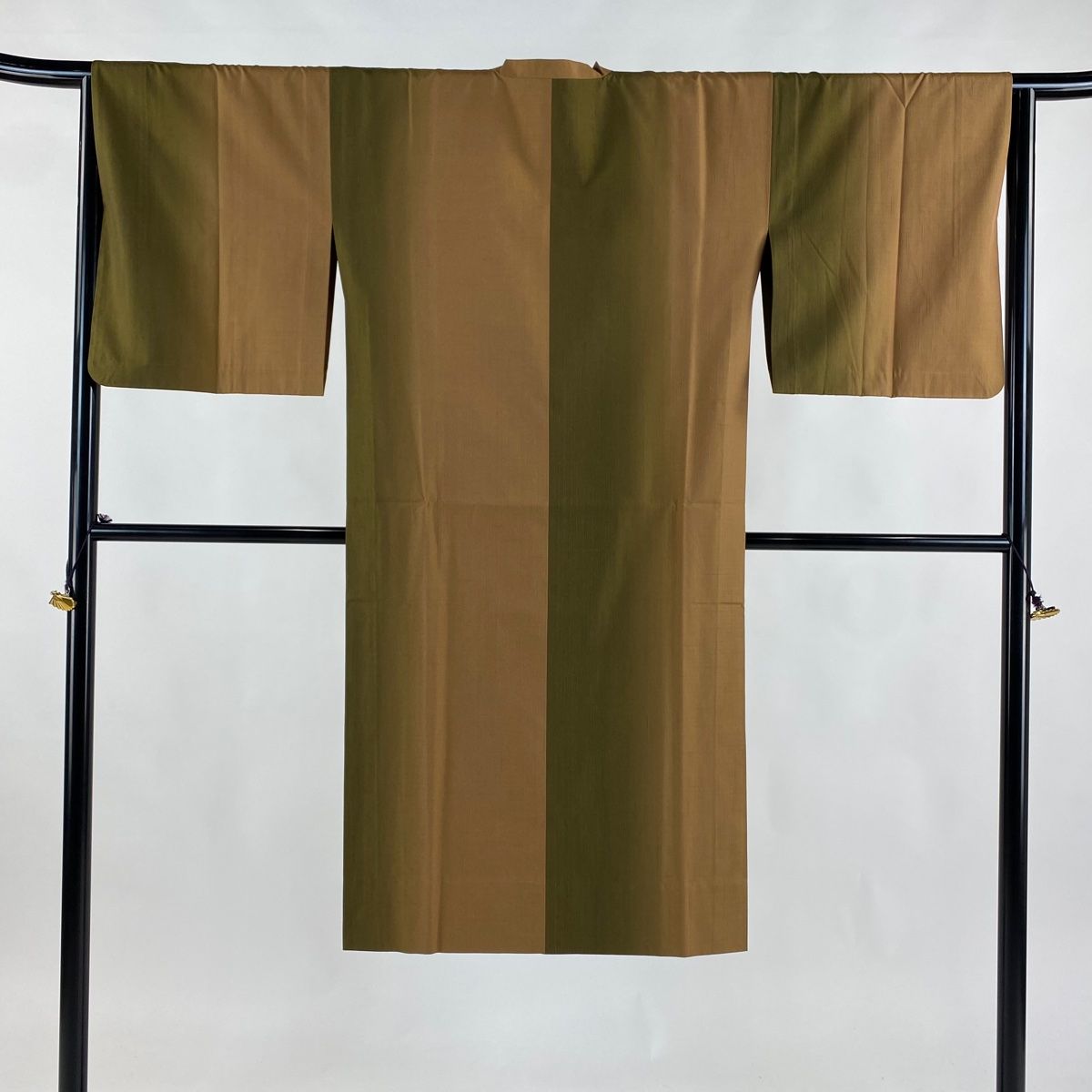 道行 身丈124cm 裄丈64cm M 紬地 和装コート 縦ぼかし 薄茶色 正絹 名品