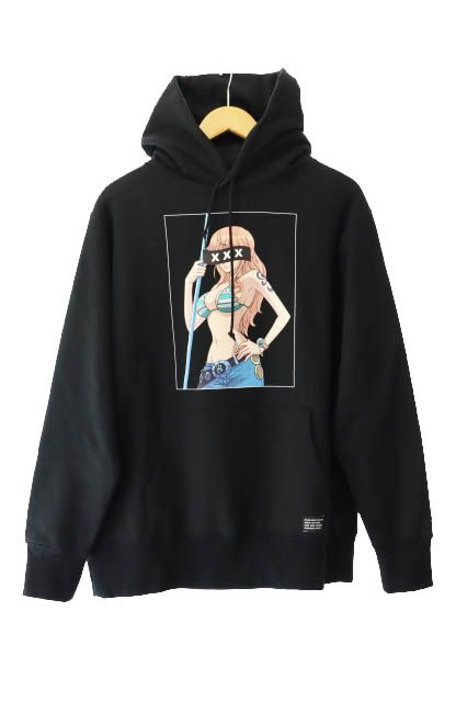 定価3.4万【美品】ワンピース × ゴッドセレクション パーカー ナミ 黒 S GOD SELECTION XXX ゴッドセレクション トリプルエックス ×ONE