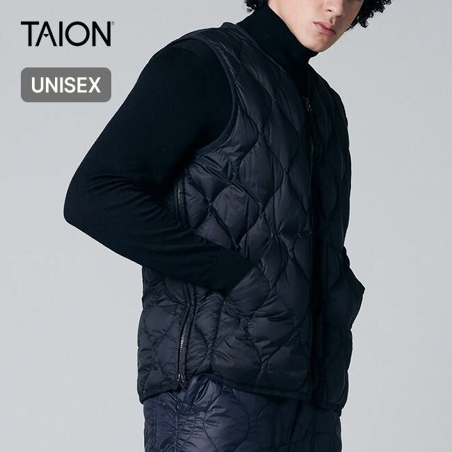TAION タイオン ミリタリーVネックWジップダウンベスト ソフトシェル ユニセックス TAION-001ALSZML-1