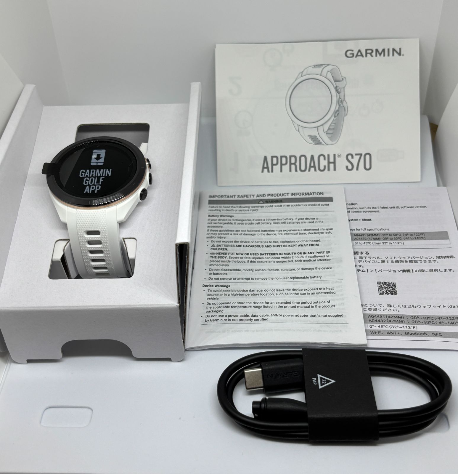 【新品/未使用品】Garmin Approach S70 42mm（白） GARMIN ガーミン公式直販(GARMIN) Approach S70 42mm White
