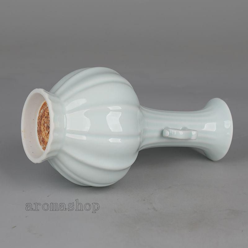 宋湖田窯影青釉瓜稜双耳瓶 景徳鎮 陶磁器 装飾品 現代工芸品美術