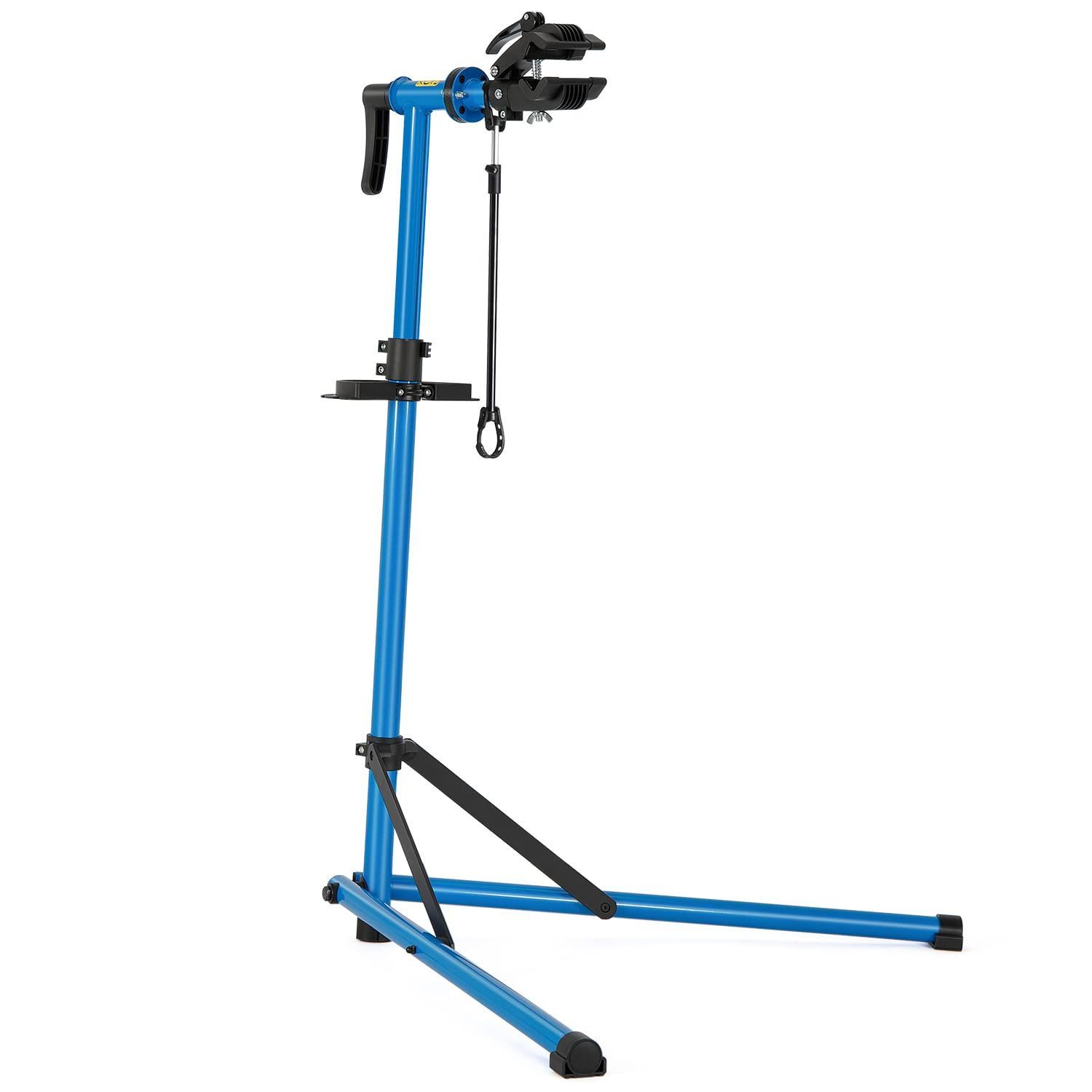 【人気商品】ディスプレイスタンド 折りたたみ式 高さ/角度調節可 工具トレー/ハンドル支えバー付 スチール製 ロードバイク ブラック ワークスタンド メンテナンススタンド （CX-C10） 自転