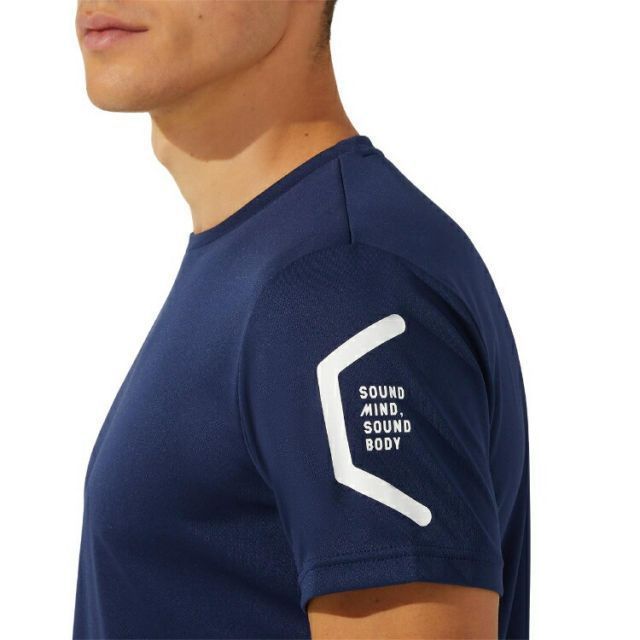 asics アシックス 114 TEAM HEX SS TOP PEACOAT XL 2031C269 400 | スポーツ メンズ XL 服 衣料 衣料品ウェア ウエア トップス シャツ 半袖 アクティブシャツ ショートスリーブトップ 吸汗速乾 ドライ 薄手