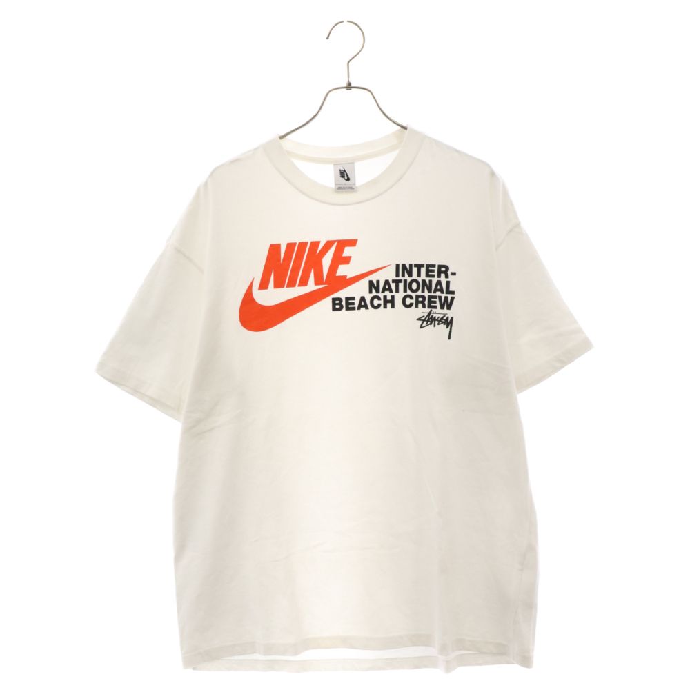 NIKE (ナイキ) 20SS ×STUSSY INTERNATIONAL BEACH CREW ステューシー インターナショナル ビーチ クルー プリント 半袖カットソー Tシャツ ホワイト DD3070-121