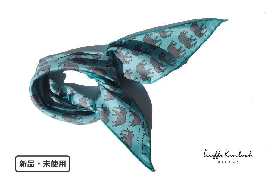 4月末 ｜ ｜キンロック｜Dieffe Kinloch｜エレファント柄プリントシルク トライアングル スカーフ