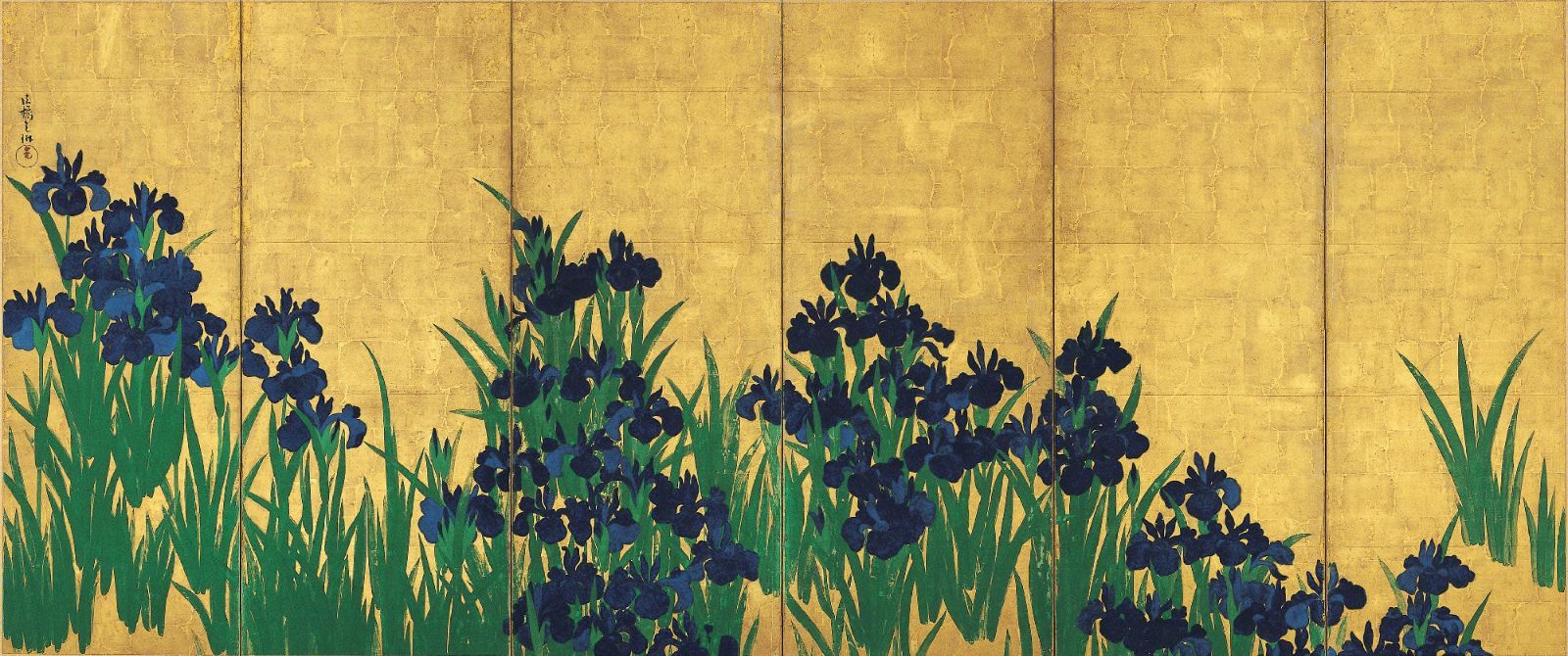 尾形光琳 燕子花図屏風 左隻右隻2枚セット 約56×23.2cm 複製ポスター