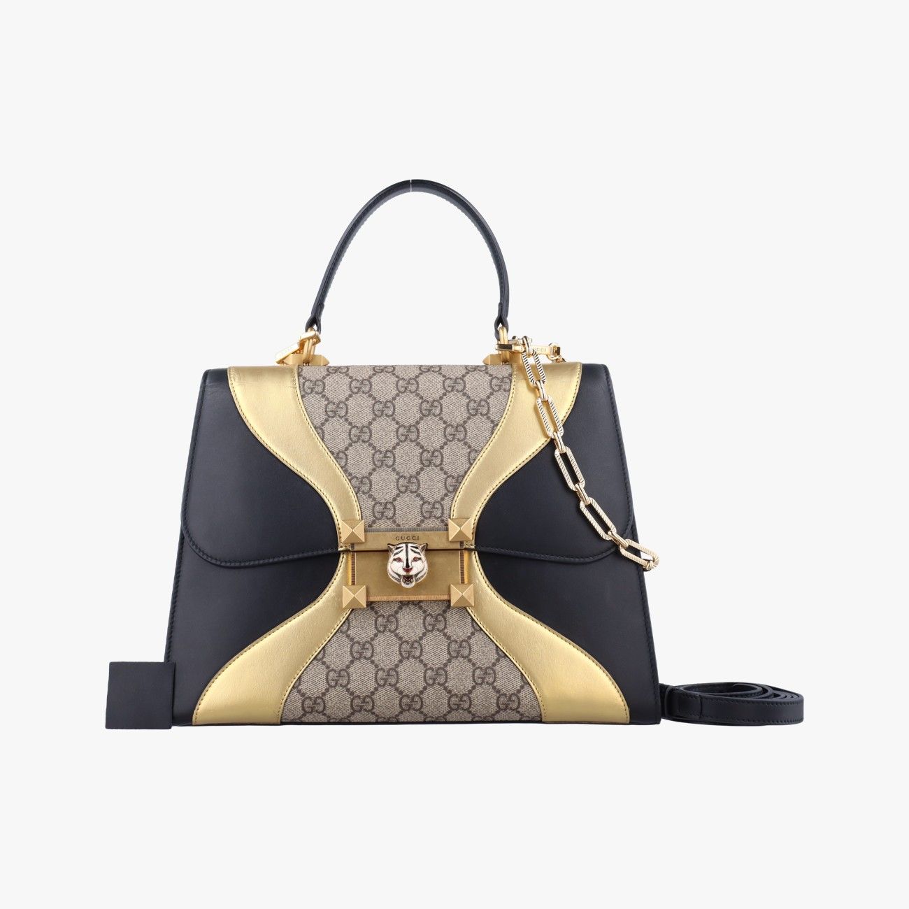 グッチGucciオジリデベージュ×ブラック×マルチカラーPVCコーティングキャンバス×レザー476435E023553314