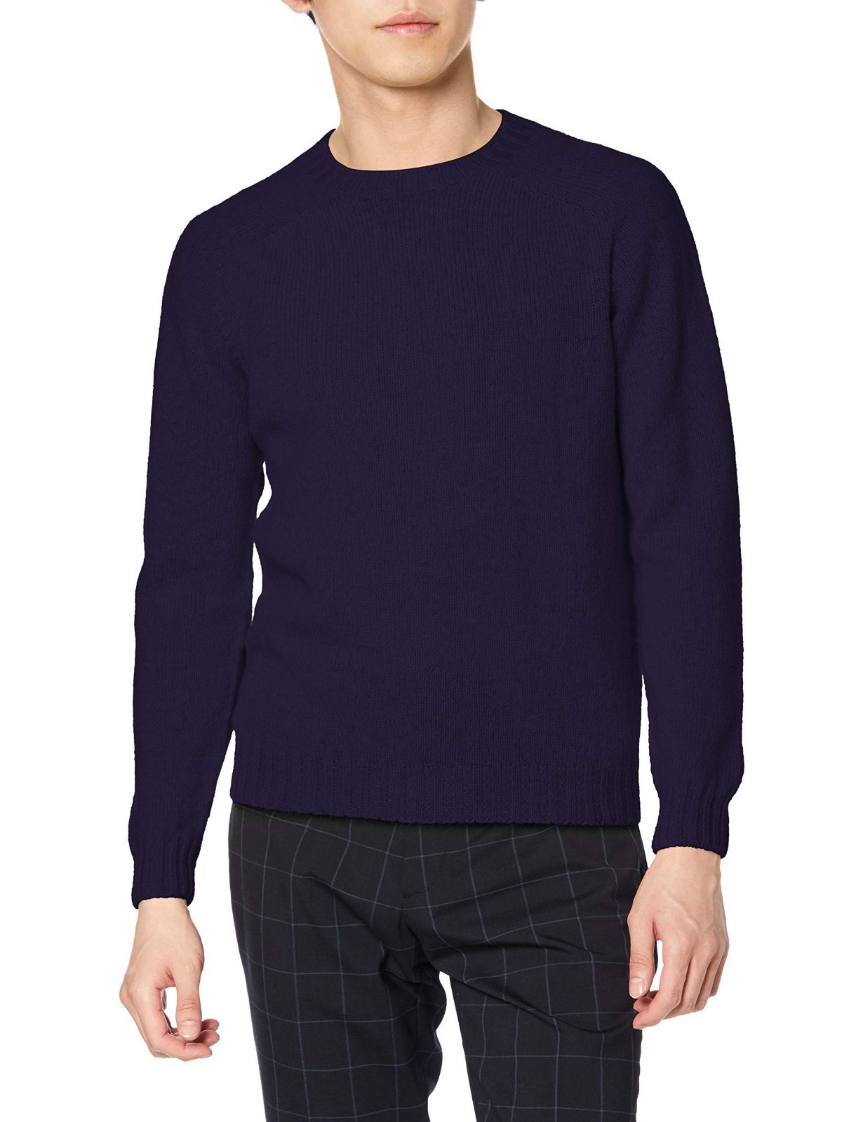 Size 36_Color 183 New Navy ハーレーオブスコットランド セーター SADDLE SHOULDER CREW NECK SWEATER メンズ 183 New Navy UK 36 日本サイズS相当