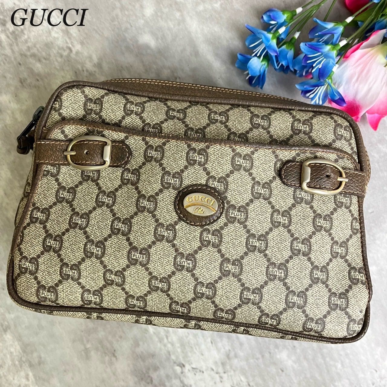 GUCCI Plusグッチプラス セカンドバッグ クラッチ GG柄 PVCレザー