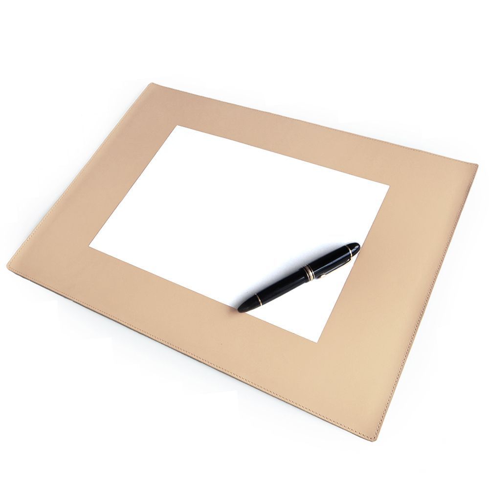 かばん屋さんの手作り 片面 レザー デスクマット34cm×46.5cm キーボード|マウス 用 ベージュ