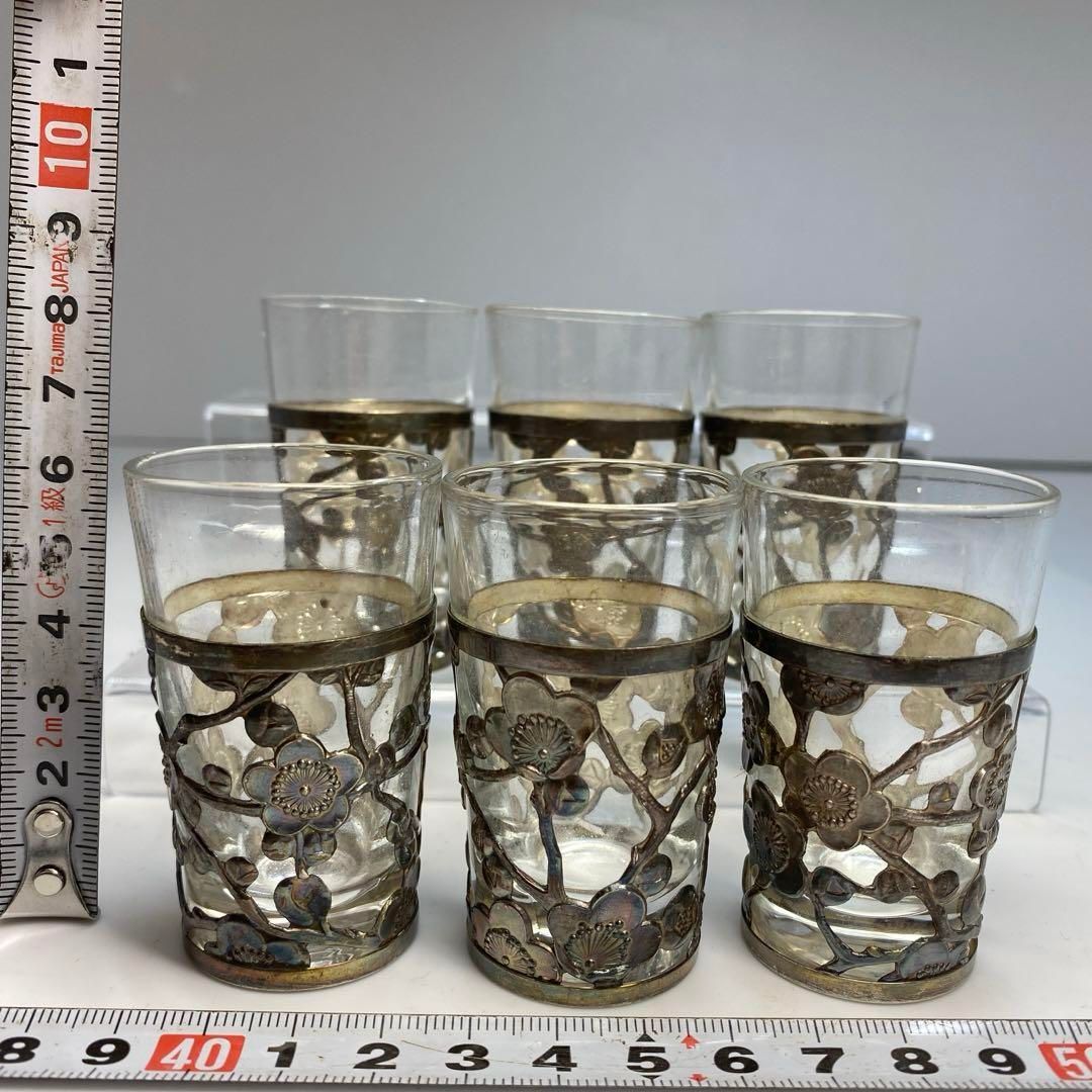 sterling950刻印 銀透かしショットグラス6点