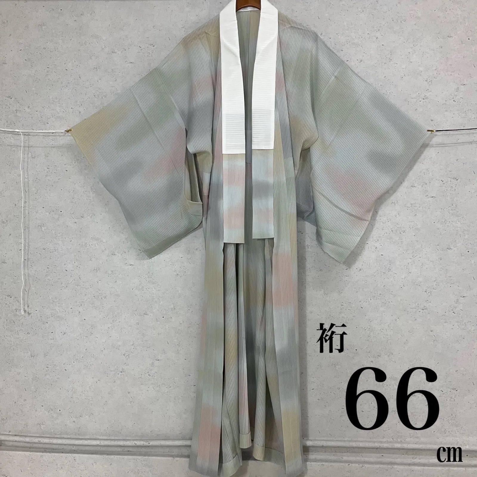 kimono one◆厳選◆ ◆夏物◆単衣◆夏長襦袢◆縦絽縮緬◆暈し染め◆裄長◆半襟付き◆裄66肩丈134◆夏着物絽織紗織着物帯附下訪問着小紋紬夏襦袢◆K1002