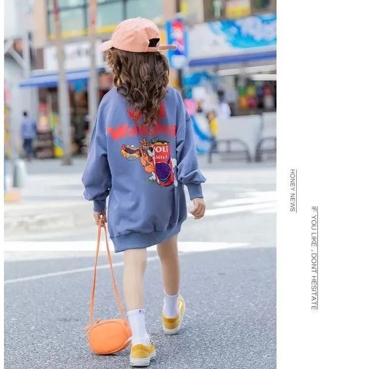 ビッグトレーナー ワンピース 女の子 韓国子供 春服 春夏 キャップ  