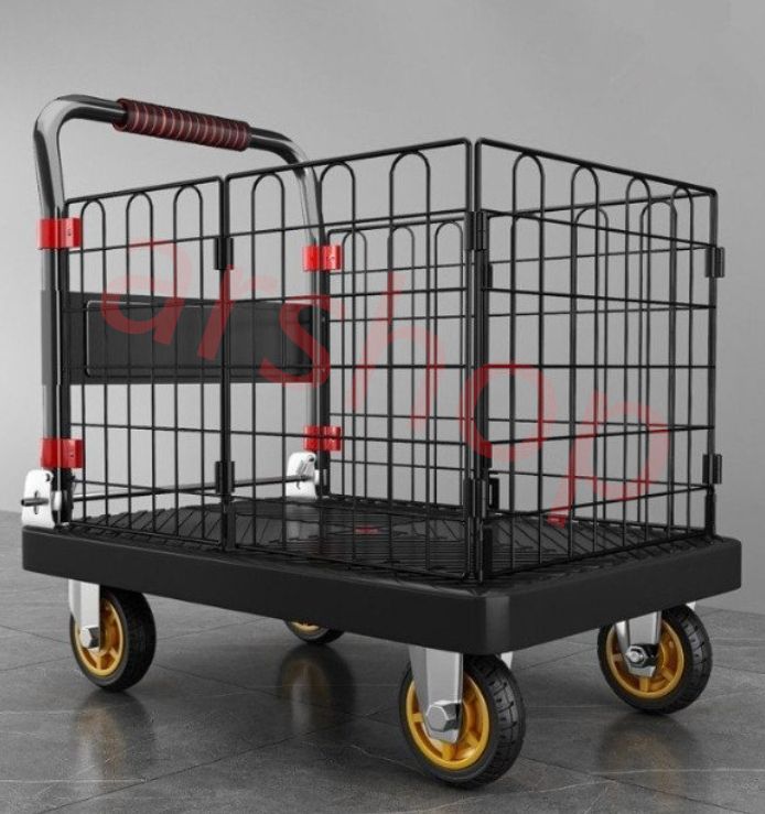 カゴ台車 手押しメッシュ台車 網籠 大型 耐荷重 500kg ブレーキ付き