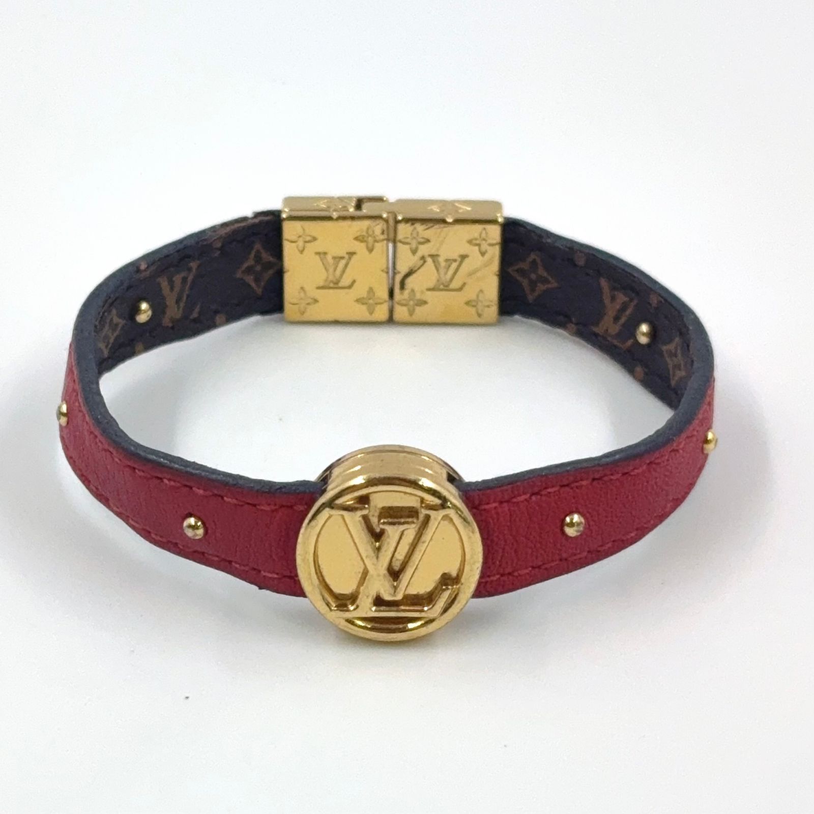LOUIS VUITTON LV サークル リバーシブル GP×PVC ゴールド×ブラウン×レッド ブレスレット ゴールド M6268