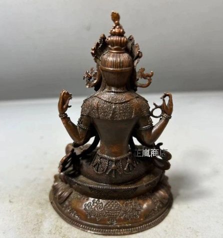 仏教美術 仏像 四臂観音仏像 小仏像 銅製品 仏堂奉納 工芸品 置物 銅製 仏像 四臂観音像 工芸品 美術品 置物 - メルカリ