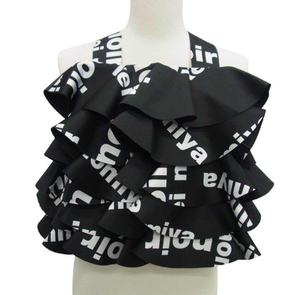 コムデギャルソンノワールケイニノミヤ Comme des Gar ons Noir Kei Ninomiya 3I-V011 ロゴ総柄 エステル クロスストラップ ビスチェ 吊りトップス ブラック系 XS