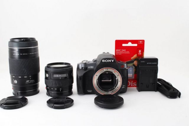 ソニー SONY α380 DSLR-A380 ブラック 超望遠ダブルズームセット