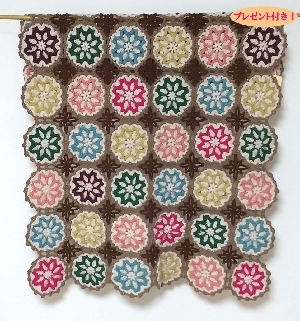 手編みブランケット☆グラニースクエア☆かぎ針編み☆カラフル