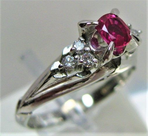 Pt900 プラチナ リング 指輪 ルビー0.35ct ダイヤ0.10ct - 質屋おぢ