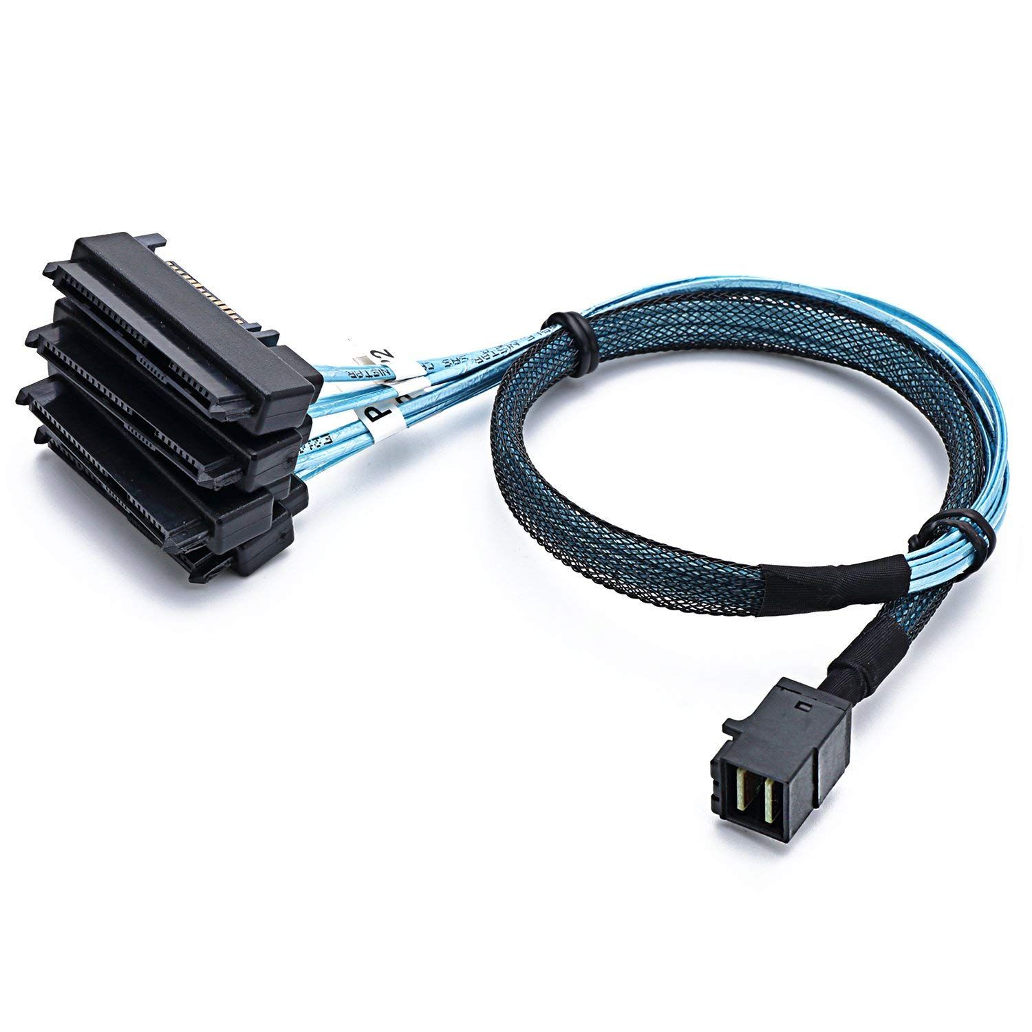 CableDeconn SFF-8643 内蔵ミニSAS HD - (4) 29ピン SFF-8482 コネクタ SAS 15ピン電源ポート 12GB/S ケーブル (1M) (H0204) 