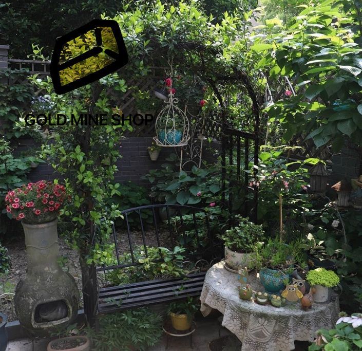 メタル 薔薇アーチ ガーデンアーチ ローズアーチ ベンチ付き パティオバラアーチ ガーデンデコレフラワーアーチ トレリス パーゴラ フェンス 園芸棚 パーゴラアーチ 幅114×高さ210×奥行52㎝ ブラック