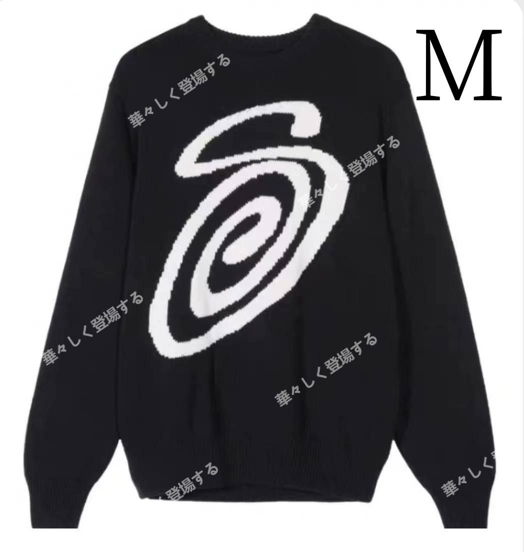 STUSSY Curly Logo ニットセーター ユニセックス 冬物 メンズ トップス 新品 未使用 ブラック#M - メルカリ