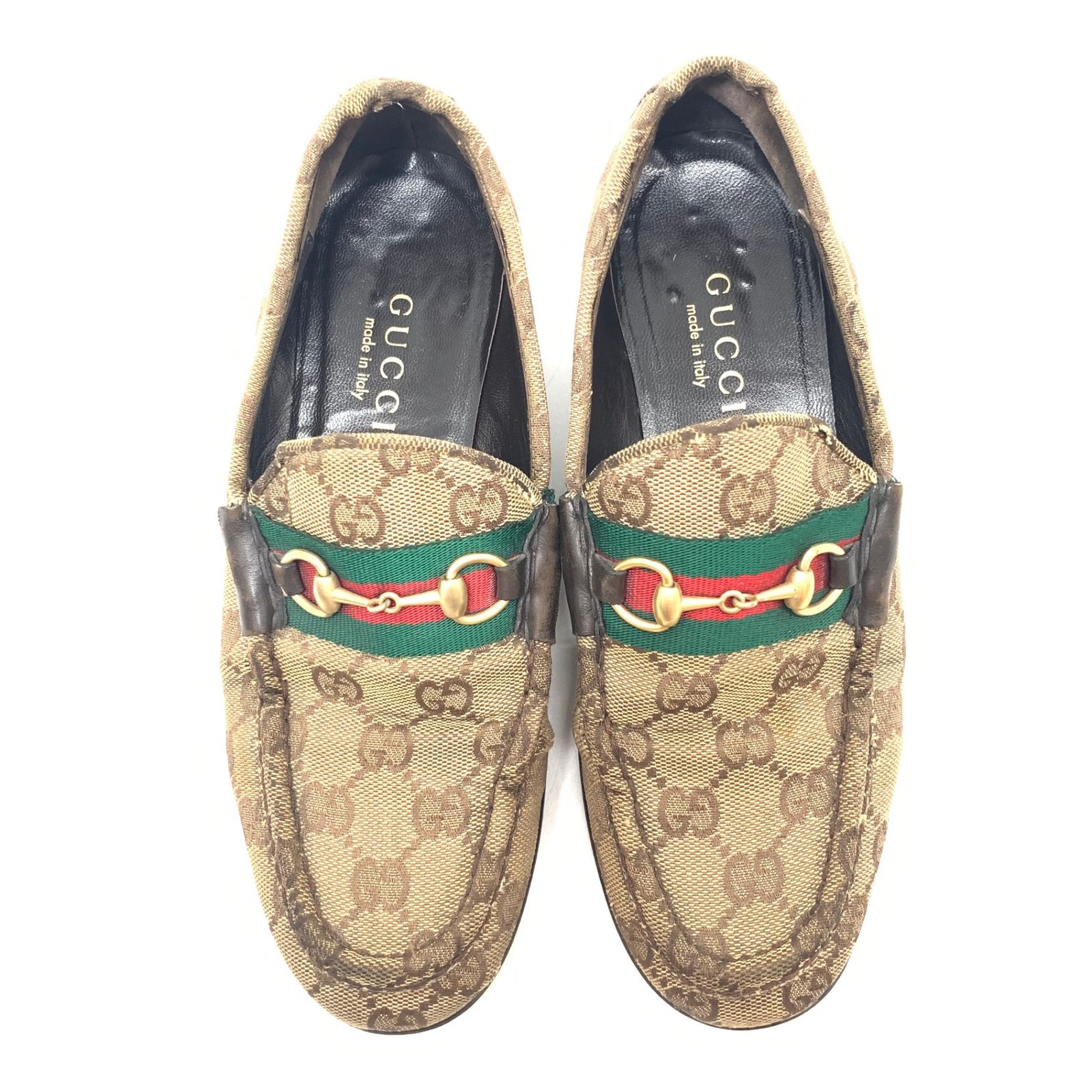 GUCCI グッチ キャンバスビット ローファー ホースビット シェリーライン GG キャンバス ブラウン サイズ36.5 - メルカリ