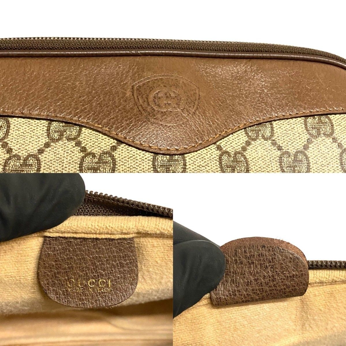 極 美品 オールドグッチ GGモノグラム 総柄 ミニ レザー ショルダー 