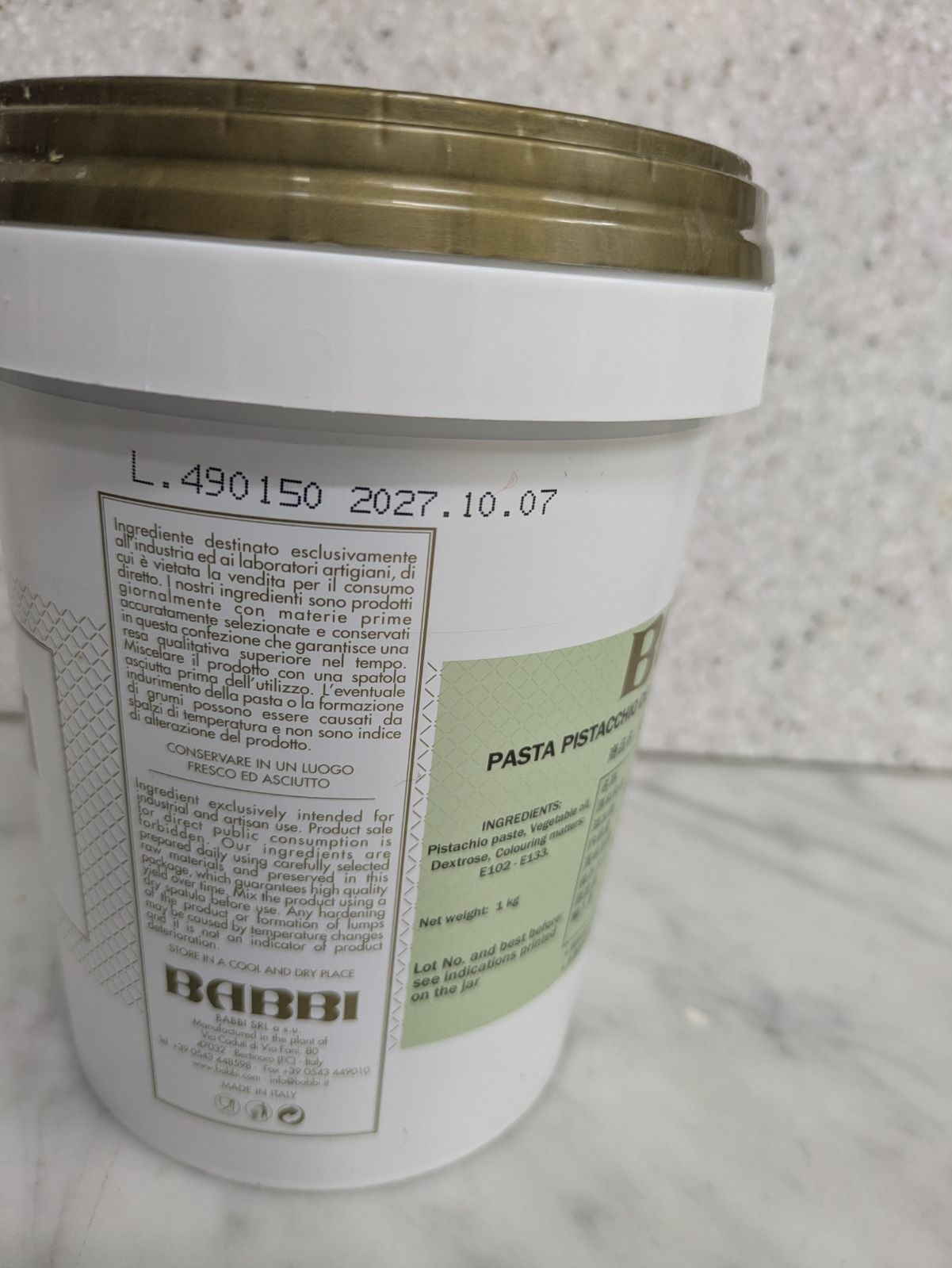 BABBI  ピスタチオペースト　1キロ BABBI バビ ピスタチオペースト 1kg(夏季冷蔵) : 業務用製菓材料