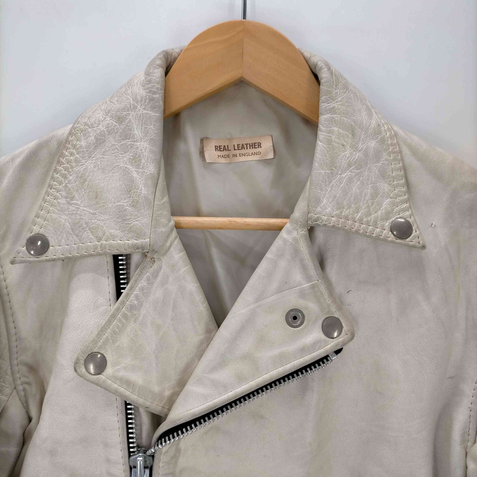 Real Leather リアルレザー ダブルライダースジャケット イングランド ライダース ダブル 36 イングランド 革ジャン リアルレザー