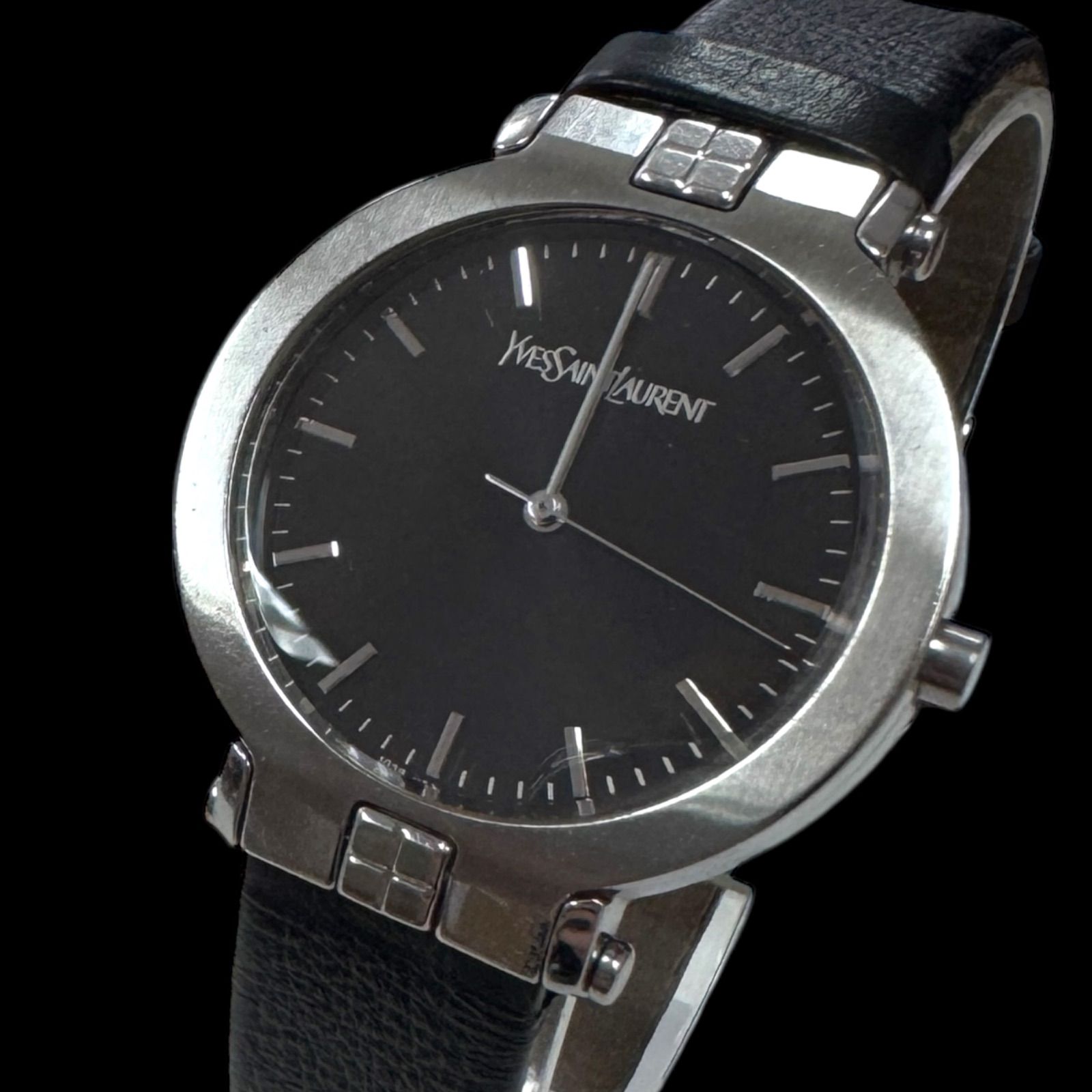 【稼働】イヴサンローラン 腕時計 コンビ スクエア 黒文字盤 クォーツ YSL Yves Saint Laurent 腕時計 ブラック コンビ 稼働】イヴサンローラン
