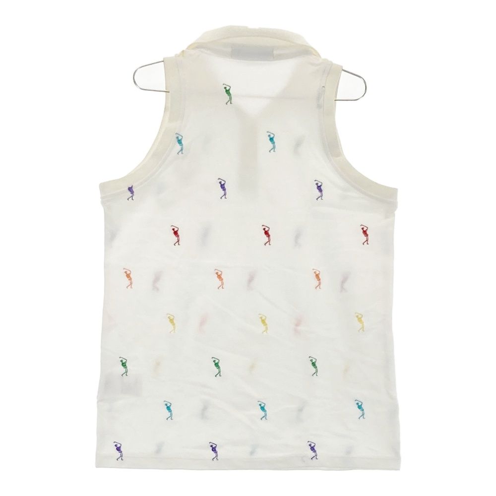 サイズ S MARK-LONA マークアンドロナ ノースリーブポロシャツ スカル刺繍 総柄 ホワイト系 240101538084 ゴルフウェア レディース ストスト