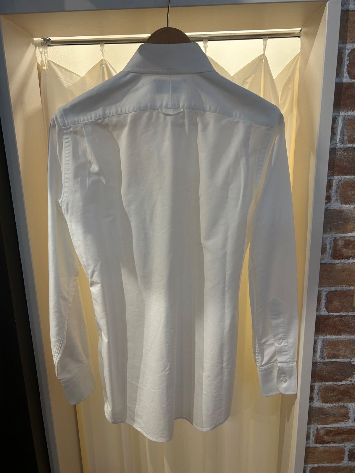 THOM BROWNE トムブラウン カッターシャツ ワイシャツ 長袖シャツ ホワイト 無地 コットン サイズL アメリカ製 A-1312