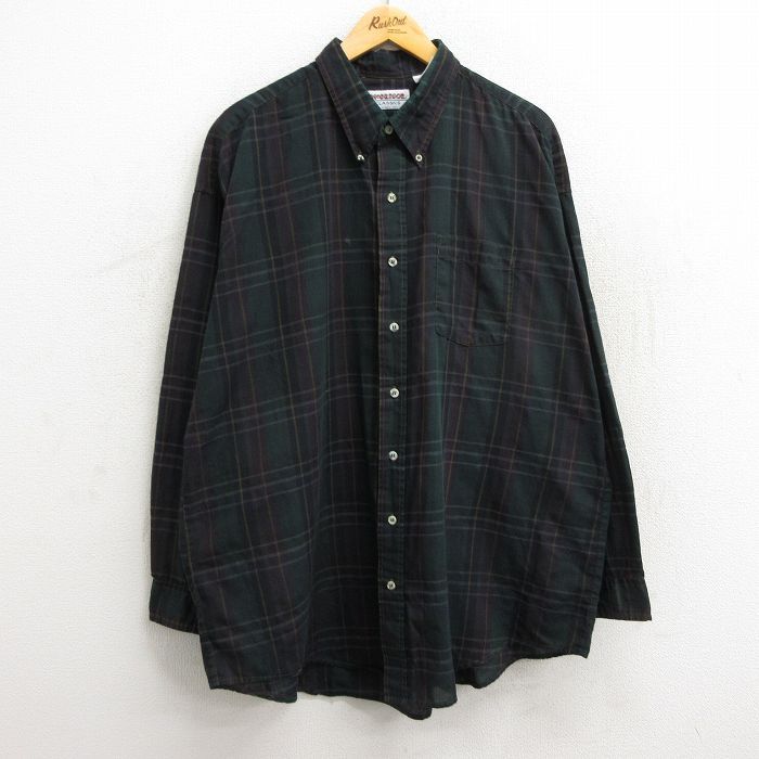XL/古着 マックレガー 長袖 シャツ メンズ 90s 大きいサイズ ロング丈 ボタンダウン 緑他 グリーン チェック 23oct21 中古 トップス